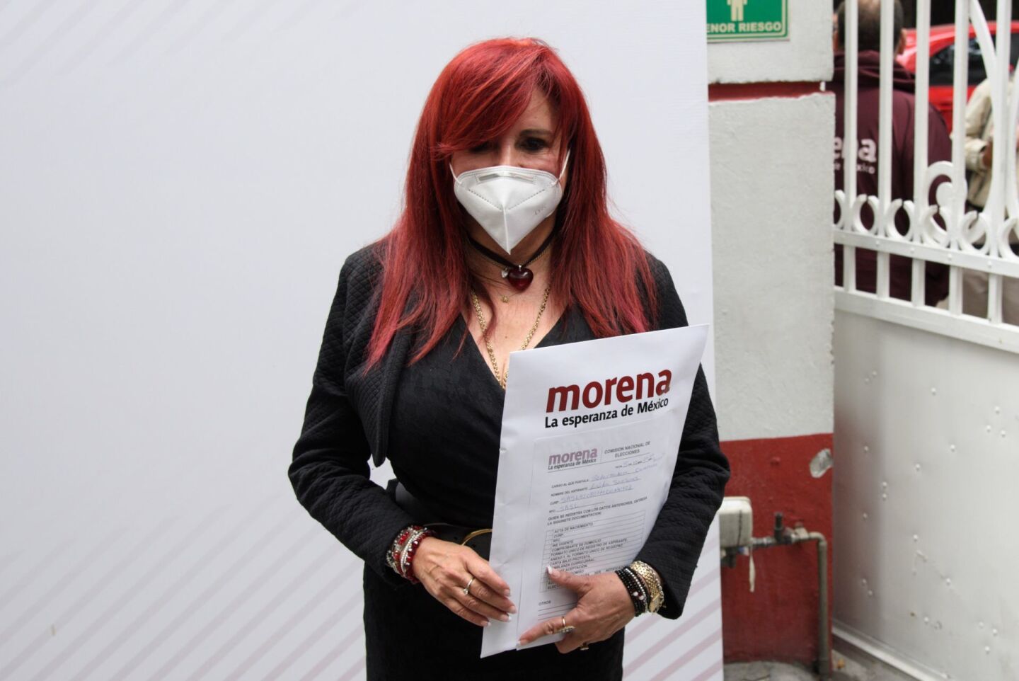 Layda Sansores, durante su registro como candidato a la gubernatura del estado de Campeche.