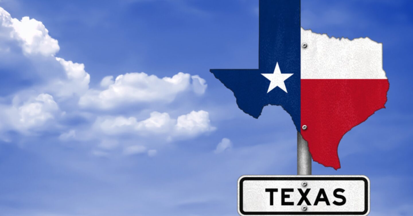 Texas state map - road sign