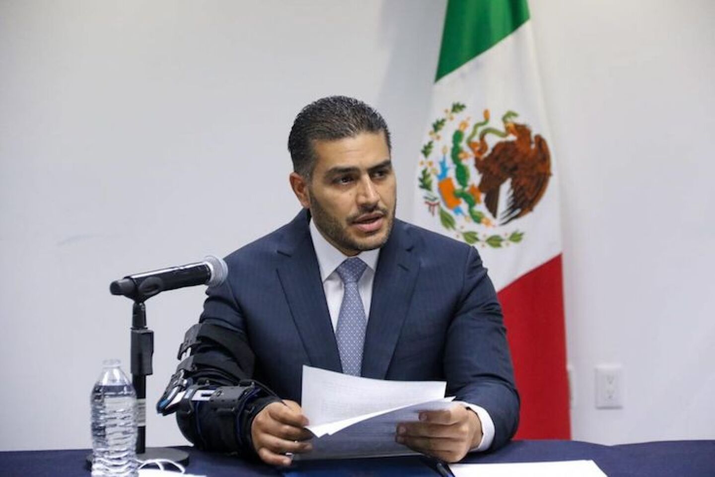 Claudia Sheinbaum, Omar García Harfuch, y Tomás Pliego Calvo, durante la videoconferencia con el tema de seguridad en la capital.